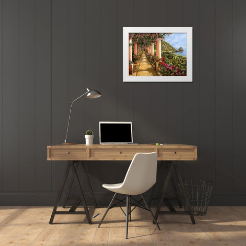 Tante Colonne sul golfo White Modern Wood Framed Art Print by Borelli, Guido