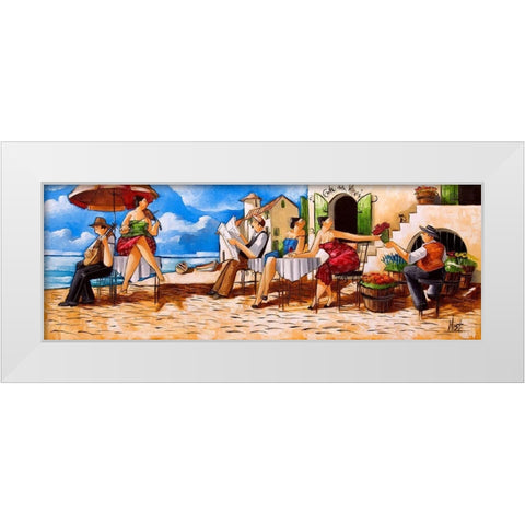 Thursday Morning at Cafe da Vinci White Modern Wood Framed Art Print by West, Ronald