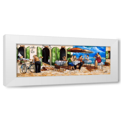 Monday Morning at Cafe da Vinci White Modern Wood Framed Art Print by West, Ronald