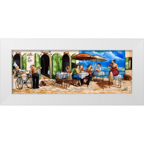 Monday Morning at Cafe da Vinci White Modern Wood Framed Art Print by West, Ronald