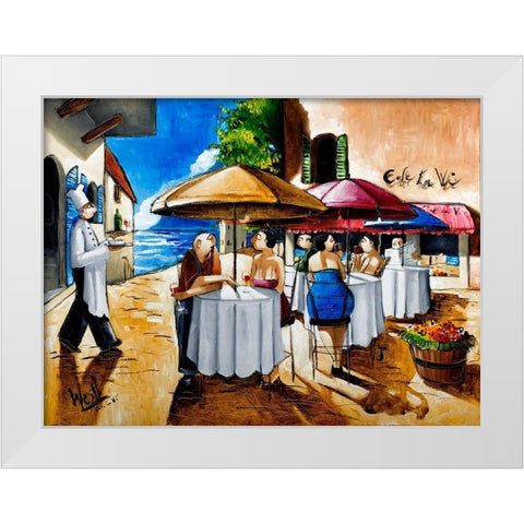 Cafe La Vi White Modern Wood Framed Art Print by West, Ronald