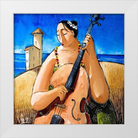 Musician III White Modern Wood Framed Art Print by West, Ronald