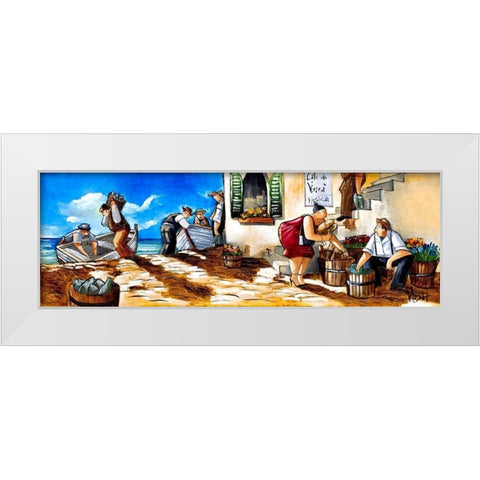 Fisherman White Modern Wood Framed Art Print by West, Ronald