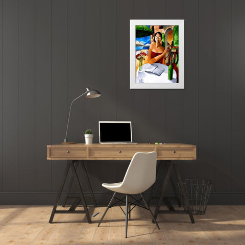 Solitary Diner White Modern Wood Framed Art Print by West, Ronald