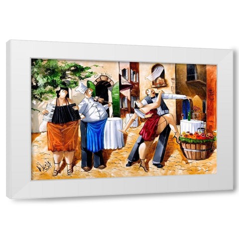 Street Dancing White Modern Wood Framed Art Print by West, Ronald