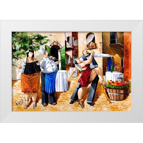 Street Dancing White Modern Wood Framed Art Print by West, Ronald