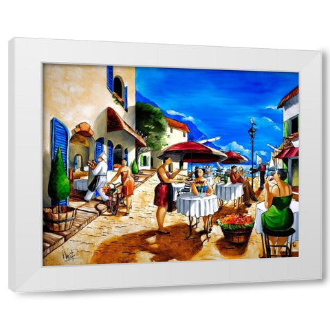 Lunch at the Harbor White Modern Wood Framed Art Print by West, Ronald