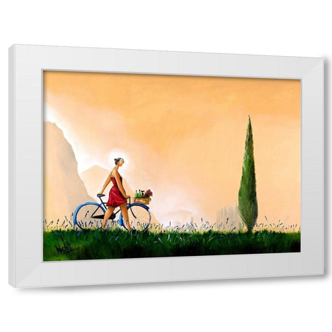 Strolling Angel White Modern Wood Framed Art Print by West, Ronald