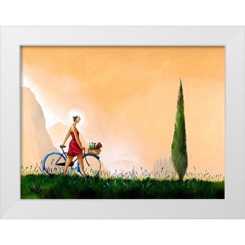 Strolling Angel White Modern Wood Framed Art Print by West, Ronald