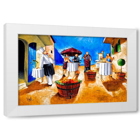 Lunch at Penini White Modern Wood Framed Art Print by West, Ronald