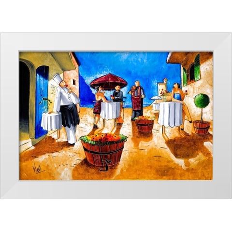 Lunch at Penini White Modern Wood Framed Art Print by West, Ronald