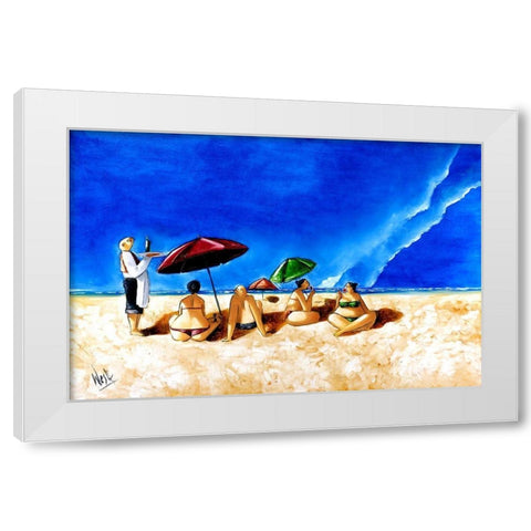 Lunch at Rooiels White Modern Wood Framed Art Print by West, Ronald