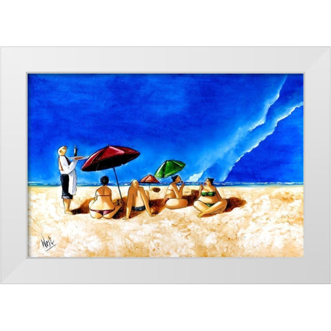 Lunch at Rooiels White Modern Wood Framed Art Print by West, Ronald