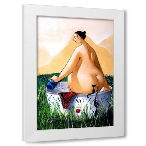 Private Bath White Modern Wood Framed Art Print by West, Ronald