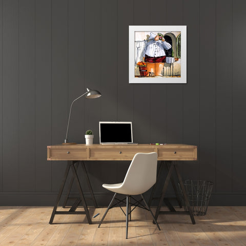The Chef White Modern Wood Framed Art Print by West, Ronald