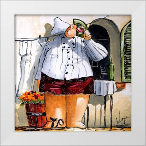 The Chef White Modern Wood Framed Art Print by West, Ronald