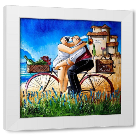 Just Married White Modern Wood Framed Art Print by West, Ronald