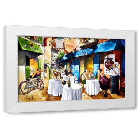 St. Olivers Cafe White Modern Wood Framed Art Print by West, Ronald