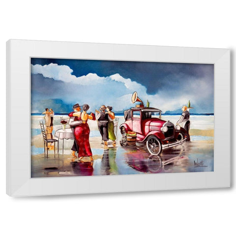 Dancing on the Beach White Modern Wood Framed Art Print by West, Ronald