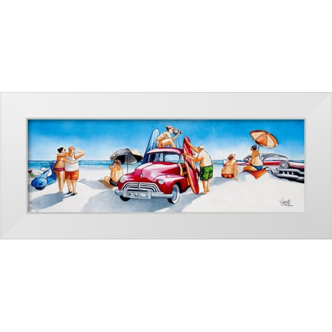 Gone Surfing White Modern Wood Framed Art Print by West, Ronald