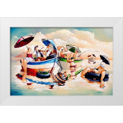 Water Lunch White Modern Wood Framed Art Print by West, Ronald