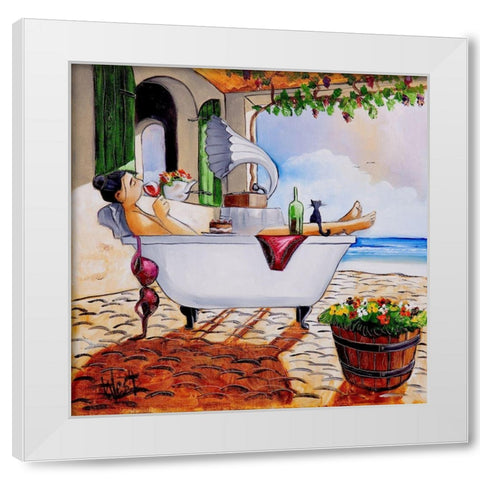 My Day Off White Modern Wood Framed Art Print by West, Ronald