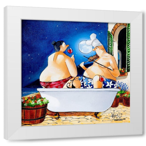 Moonlight Serenade White Modern Wood Framed Art Print by West, Ronald