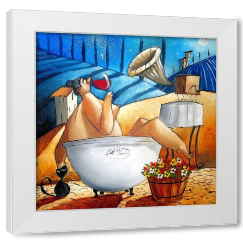 Late Night Bath V White Modern Wood Framed Art Print by West, Ronald