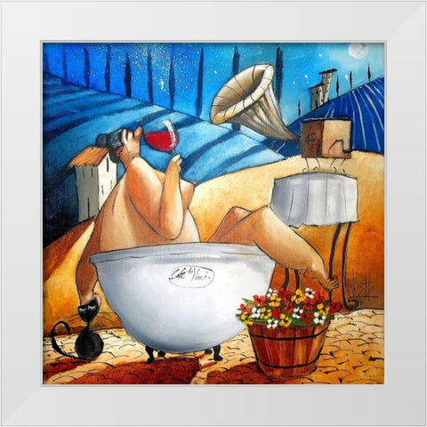 Late Night Bath V White Modern Wood Framed Art Print by West, Ronald