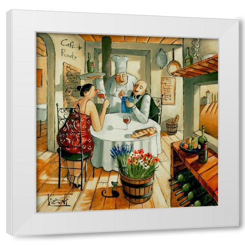 Private Lunch for Two White Modern Wood Framed Art Print by West, Ronald