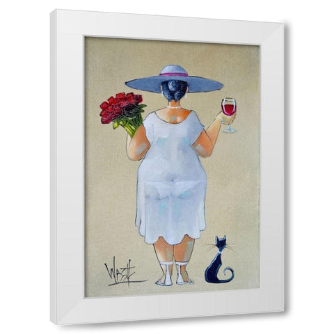 Lady with Roses I White Modern Wood Framed Art Print by West, Ronald