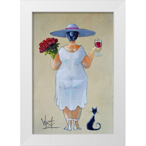 Lady with Roses I White Modern Wood Framed Art Print by West, Ronald