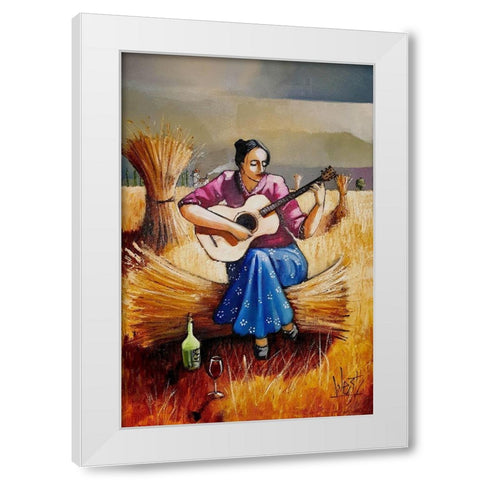 Harvest Girl I White Modern Wood Framed Art Print by West, Ronald