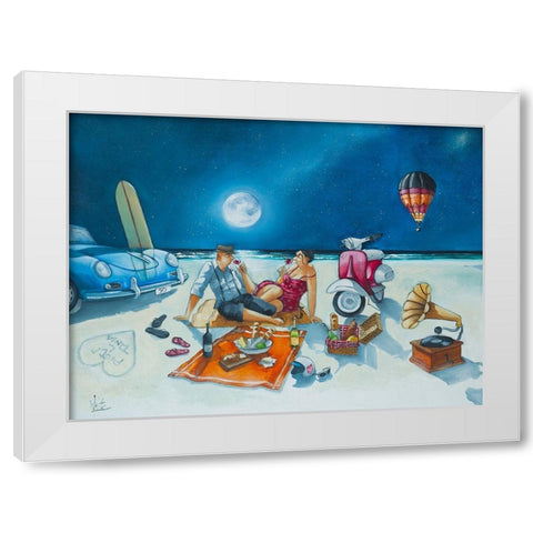 Evening Picnic White Modern Wood Framed Art Print by West, Ronald