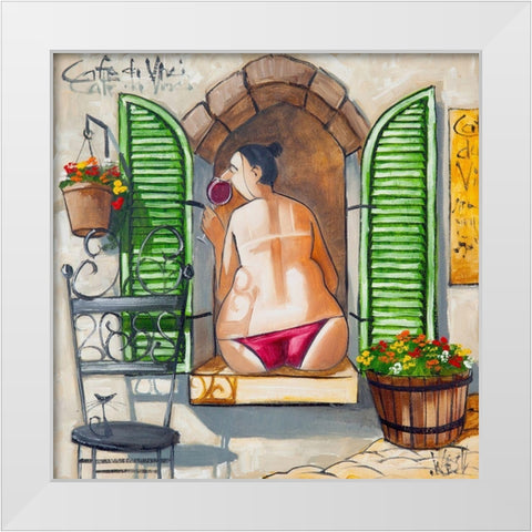 Lady in Window II White Modern Wood Framed Art Print by West, Ronald