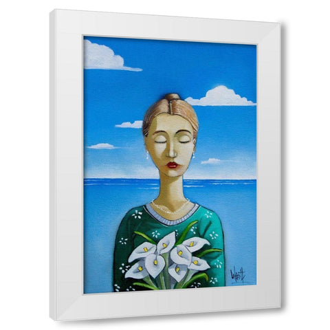 Lady and Lilies II White Modern Wood Framed Art Print by West, Ronald