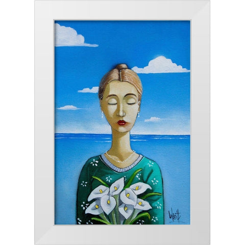 Lady and Lilies II White Modern Wood Framed Art Print by West, Ronald