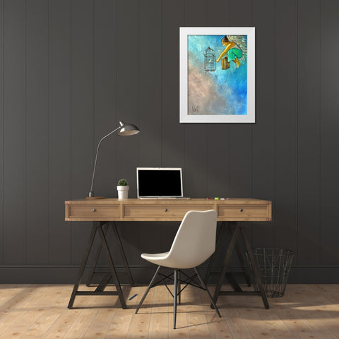 Angel and Birds II White Modern Wood Framed Art Print by West, Ronald