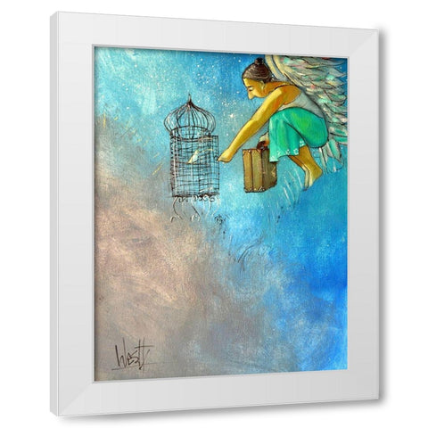 Angel and Birds II White Modern Wood Framed Art Print by West, Ronald