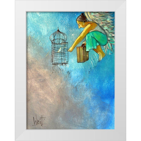 Angel and Birds II White Modern Wood Framed Art Print by West, Ronald