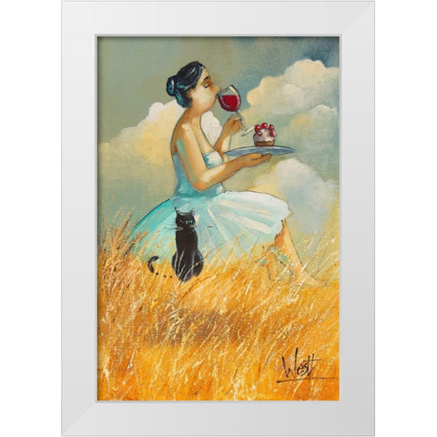 Watching Clouds White Modern Wood Framed Art Print by West, Ronald