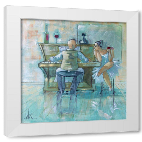 The Ballerina and Waiter White Modern Wood Framed Art Print by West, Ronald