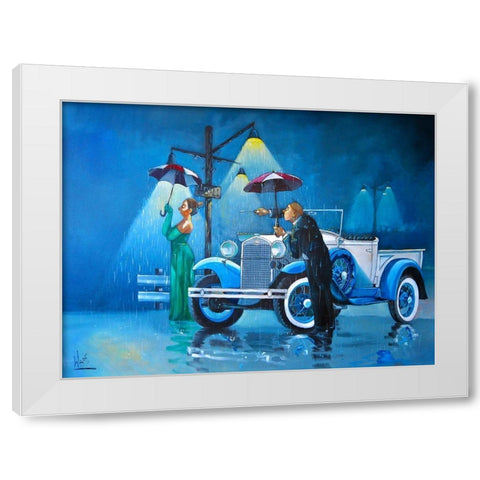 Late For the Ball White Modern Wood Framed Art Print by West, Ronald