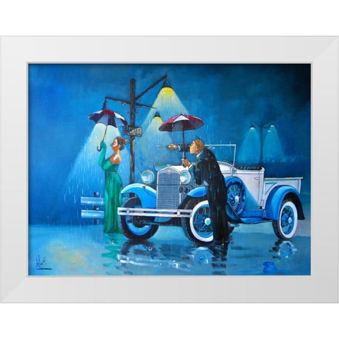 Late For the Ball White Modern Wood Framed Art Print by West, Ronald