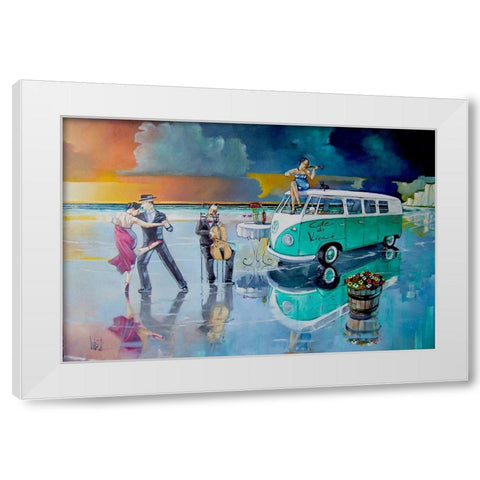 Sunset Dance White Modern Wood Framed Art Print by West, Ronald