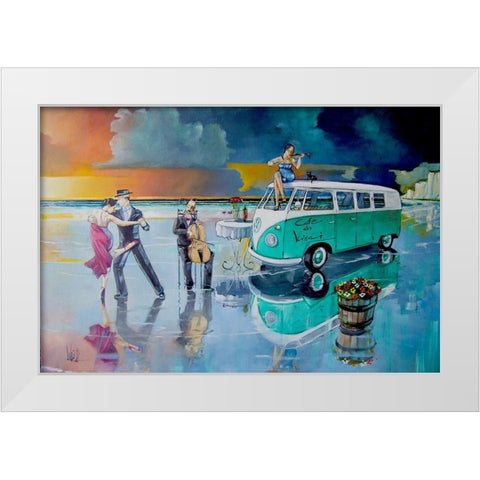 Sunset Dance White Modern Wood Framed Art Print by West, Ronald