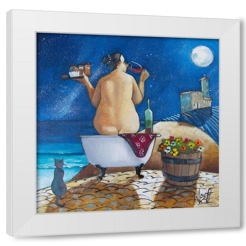 Bath I White Modern Wood Framed Art Print by West, Ronald