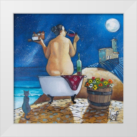 Bath I White Modern Wood Framed Art Print by West, Ronald