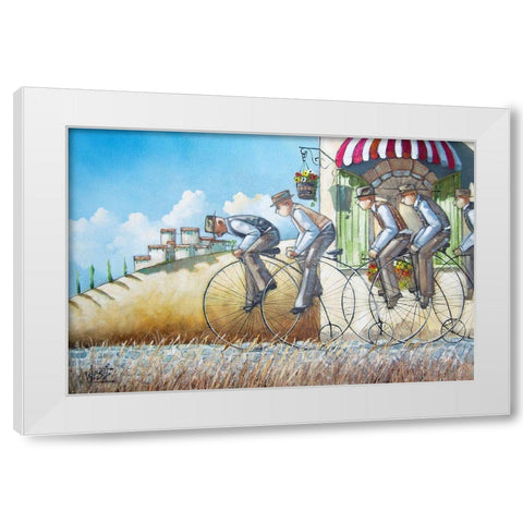 The Sprinters White Modern Wood Framed Art Print by West, Ronald