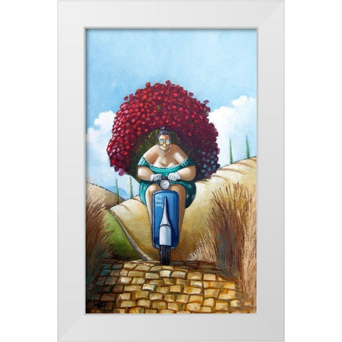 The Rose Lady White Modern Wood Framed Art Print by West, Ronald